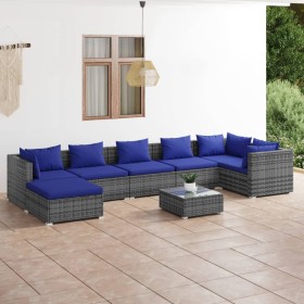 Gartensofa 8 Stück und Kissen synthetisches Rattan grau von vidaXL, Gartensets - Ref: Foro24-3101846, Preis: 477,13 €, Rabatt: %