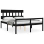 Bed frame with black solid wood headboard 160x200 cm by vidaXL, Beds and slatted bases - Ref: Foro24-3195430, Price: 157,17 €...