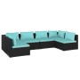 Set de muebles de jardín 6 pzas y cojines ratán sintético negro de vidaXL, Conjuntos de jardín - Ref: Foro24-3101873, Precio:...