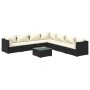 Set de muebles de jardín 8 pzas y cojines ratán sintético negro de vidaXL, Conjuntos de jardín - Ref: Foro24-3101759, Precio:...