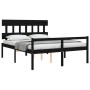 Bed frame with black solid wood headboard 160x200 cm by vidaXL, Beds and slatted bases - Ref: Foro24-3195430, Price: 157,17 €...