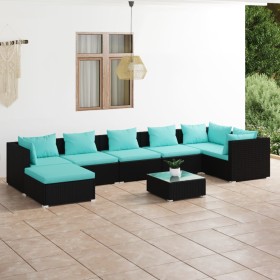 8-piece garden furniture set and black synthetic rattan cushions by vidaXL, Garden sets - Ref: Foro24-3101841, Price: 661,56 ...