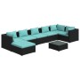 Set de muebles de jardín 8 pzas y cojines ratán sintético negro de vidaXL, Conjuntos de jardín - Ref: Foro24-3101841, Precio:...