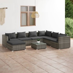 8-piece garden furniture set and gray synthetic rattan cushions by vidaXL, Garden sets - Ref: Foro24-3101853, Price: 727,31 €...