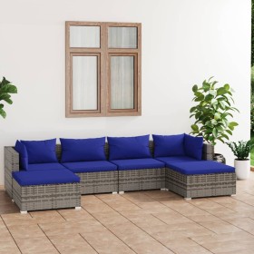 6-piece garden sofa set with gray synthetic rattan cushions by vidaXL, Garden sets - Ref: Foro24-3101806, Price: 394,99 €, Di...