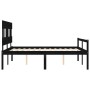 Bed frame with black solid wood headboard 160x200 cm by vidaXL, Beds and slatted bases - Ref: Foro24-3195430, Price: 157,17 €...