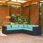 Set de muebles de jardín 5 pzas y cojines ratán sintético negro de vidaXL, Conjuntos de jardín - Ref: Foro24-3101697, Precio:...