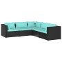 Set de muebles de jardín 5 pzas y cojines ratán sintético negro de vidaXL, Conjuntos de jardín - Ref: Foro24-3101697, Precio:...