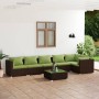 Set muebles de jardín 7 piezas y cojines ratán sintético marrón de vidaXL, Conjuntos de jardín - Ref: Foro24-3101724, Precio:...