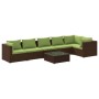 Set muebles de jardín 7 piezas y cojines ratán sintético marrón de vidaXL, Conjuntos de jardín - Ref: Foro24-3101724, Precio:...