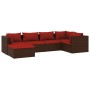 Set muebles de jardín 6 piezas y cojines ratán sintético marrón de vidaXL, Conjuntos de jardín - Ref: Foro24-3101811, Precio:...