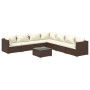 Set muebles de jardín 8 piezas y cojines ratán sintético marrón de vidaXL, Conjuntos de jardín - Ref: Foro24-3101762, Precio:...