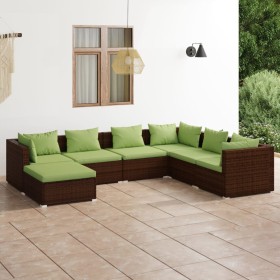 7-teiliges Gartenmöbel-Set und braune synthetische Rattankissen von vidaXL, Gartensets - Ref: Foro24-3101836, Preis: 701,99 €...