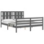 Estructura de cama matrimonio con cabecero madera maciza gris de vidaXL, Camas y somieres - Ref: Foro24-3194123, Precio: 167,...