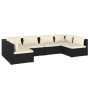 Set de muebles de jardín 6 pzas y cojines ratán sintético negro de vidaXL, Conjuntos de jardín - Ref: Foro24-3101871, Precio:...