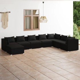 8-teiliges Gartenmöbel-Set und schwarze synthetische Rattankissen von vidaXL, Gartensets - Ref: Foro24-3101856, Preis: 748,99...