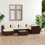 Set muebles de jardín 7 piezas y cojines ratán sintético marrón de vidaXL, Conjuntos de jardín - Ref: Foro24-3101818, Precio:...