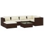 Set muebles de jardín 7 piezas y cojines ratán sintético marrón de vidaXL, Conjuntos de jardín - Ref: Foro24-3101818, Precio:...