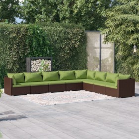 8-teilige Gartensofagarnitur und braune synthetische Rattankissen von vidaXL, Gartensets - Ref: Foro24-3101772, Preis: 681,99...