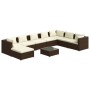 Set muebles de jardín 9 piezas y cojines ratán sintético marrón de vidaXL, Conjuntos de jardín - Ref: Foro24-3101866, Precio:...