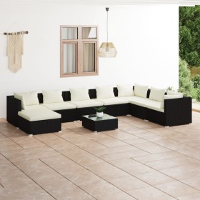 9-teiliges Gartenmöbel-Set und schwarze synthetische Rattankissen von vidaXL, Gartensets - Ref: Foro24-3101863, Preis: 785,99...