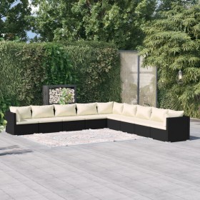 9-teiliges Gartenmöbel-Set und schwarze synthetische Rattankissen von vidaXL, Gartensets - Ref: Foro24-3101783, Preis: 920,99...