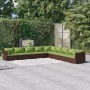 Set muebles de jardín 9 piezas y cojines ratán sintético marrón de vidaXL, Conjuntos de jardín - Ref: Foro24-3101788, Precio:...