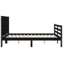 Double bed frame with black solid wood headboard by vidaXL, Beds and slatted bases - Ref: Foro24-3194610, Price: 149,73 €, Di...