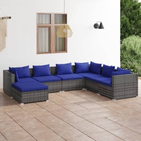 Gartensofa 7-teilig und Kissen synthetisches Rattan grau von vidaXL, Gartensets - Ref: Foro24-3101838, Preis: 482,06 €, Rabat...