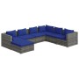 Gartensofa 7-teilig und Kissen synthetisches Rattan grau von vidaXL, Gartensets - Ref: Foro24-3101838, Preis: 496,31 €, Rabat...