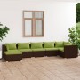 Set muebles de jardín 7 piezas y cojines ratán sintético marrón de vidaXL, Conjuntos de jardín - Ref: Foro24-3101828, Precio:...