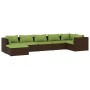 Set muebles de jardín 7 piezas y cojines ratán sintético marrón de vidaXL, Conjuntos de jardín - Ref: Foro24-3101828, Precio:...