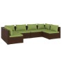 Set muebles de jardín 6 piezas y cojines ratán sintético marrón de vidaXL, Conjuntos de jardín - Ref: Foro24-3101876, Precio:...