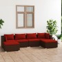 Set muebles de jardín 6 piezas y cojines ratán sintético marrón de vidaXL, Conjuntos de jardín - Ref: Foro24-3101803, Precio:...