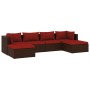 Set muebles de jardín 6 piezas y cojines ratán sintético marrón de vidaXL, Conjuntos de jardín - Ref: Foro24-3101803, Precio:...