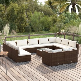 Gartenmöbel-Set 12-teilig und braune synthetische Rattankissen von vidaXL, Gartensets - Ref: Foro24-3102082, Preis: 1,00 €, R...