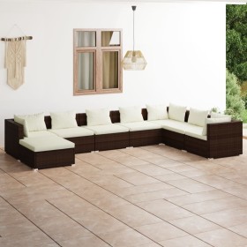 8-teiliges Gartenmöbel-Set und braune synthetische Rattankissen von vidaXL, Gartensets - Ref: Foro24-3101858, Preis: 868,66 €...