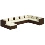 Set muebles de jardín 8 piezas y cojines ratán sintético marrón de vidaXL, Conjuntos de jardín - Ref: Foro24-3101858, Precio:...