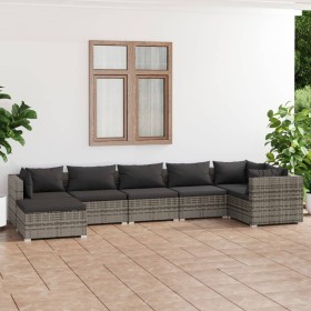 7-teiliges Gartenmöbel-Set und graue synthetische Rattankissen von vidaXL, Gartensets - Ref: Foro24-3101829, Preis: 730,07 €,...