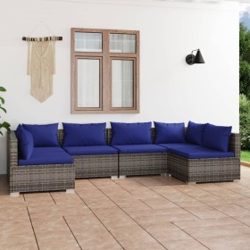 Set von Gartenmöbeln 6 Stück und Kissen synthetischen Rattan grau von vidaXL, Gartensets - Ref: Foro24-3101878, Preis: 482,66...