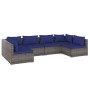 Set de muebles de jardín 6 pzas y cojines ratán sintético gris de vidaXL, Conjuntos de jardín - Ref: Foro24-3101878, Precio: ...