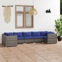 7-teiliges Gartenmöbel-Set und graue synthetische Rattankissen von vidaXL, Gartensets - Ref: Foro24-3101958, Preis: 518,85 €,...