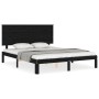 Bed frame with black solid wood headboard 160x200 cm by vidaXL, Beds and slatted bases - Ref: Foro24-3193675, Price: 176,10 €...