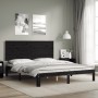 Bed frame with black solid wood headboard 160x200 cm by vidaXL, Beds and slatted bases - Ref: Foro24-3193675, Price: 176,10 €...