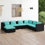 Set de muebles de jardín 7 pzas y cojines ratán sintético negro de vidaXL, Conjuntos de jardín - Ref: Foro24-3101833, Precio:...