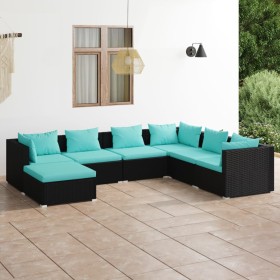 Gartenmöbelset 7-tlg. und Kissen Kunststoff Rattan schwarz von vidaXL, Gartensets - Ref: Foro24-3101833, Preis: 644,99 €, Rab...