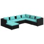 Set de muebles de jardín 7 pzas y cojines ratán sintético negro de vidaXL, Conjuntos de jardín - Ref: Foro24-3101833, Precio:...