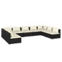 Set de muebles de jardín 9 pzas y cojines ratán sintético negro de vidaXL, Conjuntos de jardín - Ref: Foro24-3101903, Precio:...