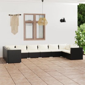 Set von Gartenmöbeln 10 Stück und Kissen schwarz synthetischen Rattan von vidaXL, Gartensets - Ref: Foro24-3101983, Preis: 91...