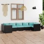 Set de muebles de jardín 7 pzas y cojines ratán sintético negro de vidaXL, Conjuntos de jardín - Ref: Foro24-3101953, Precio:...